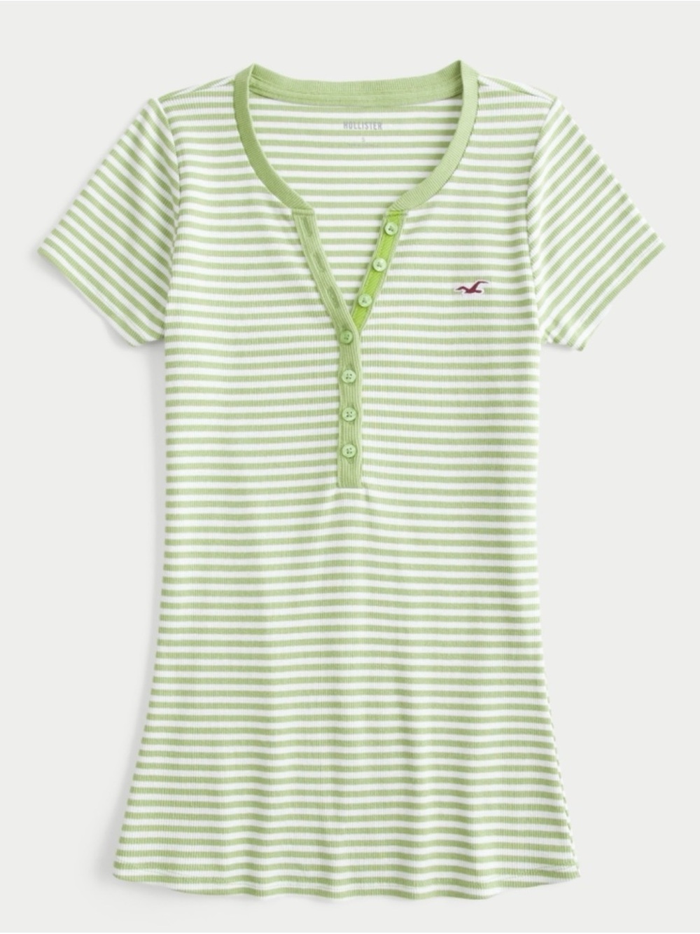 Hollister Matcha Striped Henley Tee
